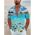 thumbnail image 5 of Camisas hawaianas con estampado 3D de peces marinos para hombre, camisas de verano de manga corta con botones hacia abajo, ropa de playa para hombre, 5 of 5