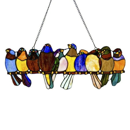 River of Goods Stained Glass Birds on a Wire Window Panel