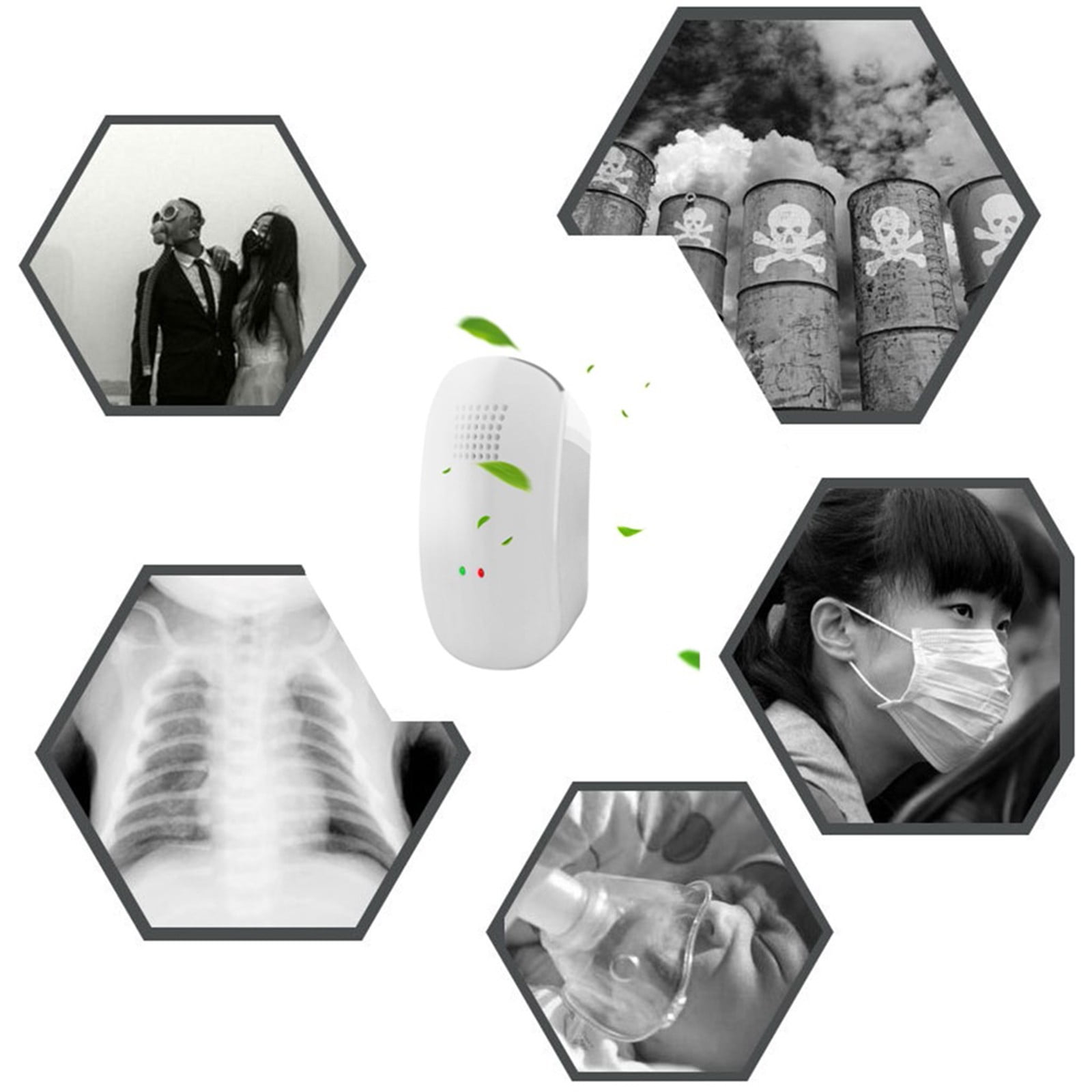5 Pack White Plastic Air Purifier for Home Office Kitchen Bedroom Large Room, Eliminates Odors Allergies Pollutants, Auto Mode, 10x6x3 cm, Plug in Freshens Air Instantly, Low Maintenance