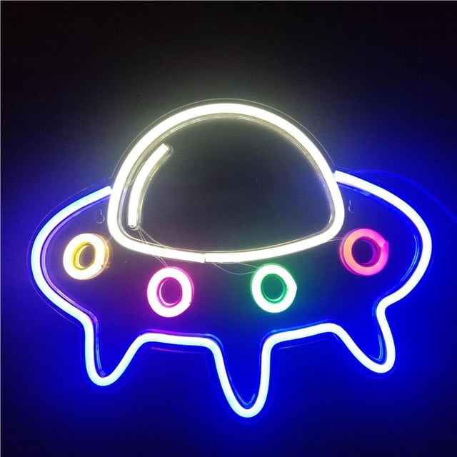 Bearachild UFO Letreros de neón Tablero de acrílico LED Luces de neón Decoración de pared Estética LED Letreros de neón Alien Night Light para Kits de decoración para fiestas Bearachild HA036973-00