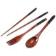 thumbnail image 2 of Wooden Flatware Set, Wooden Portable Set Chopsticks Spoon Fork Tableware Dinnerware with Black Twining Thread, 2 of 5