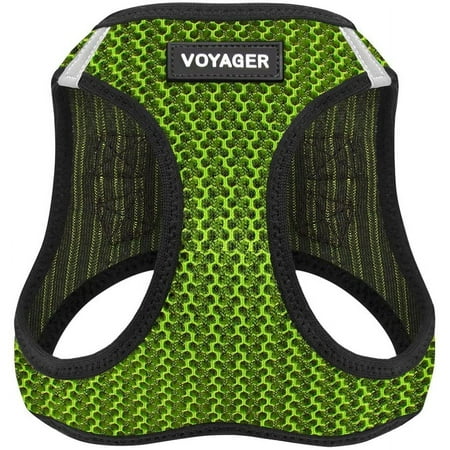 Voyager Step-in Air Dog Harness - All Weather Mesh Step in Vest Harness for Small and Medium Dogs - Lime Green (2-Tone), M