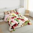thumbnail image 3 of Feelyou Cartoon Cherry Fruit Queen Comforter Set for Kids, Fashion Buffalo Plaid Bedding Sets, Coconut Tree Reversible Bedding Comforter Set, Breathable Home Decor, 3-Piece, 3 of 8