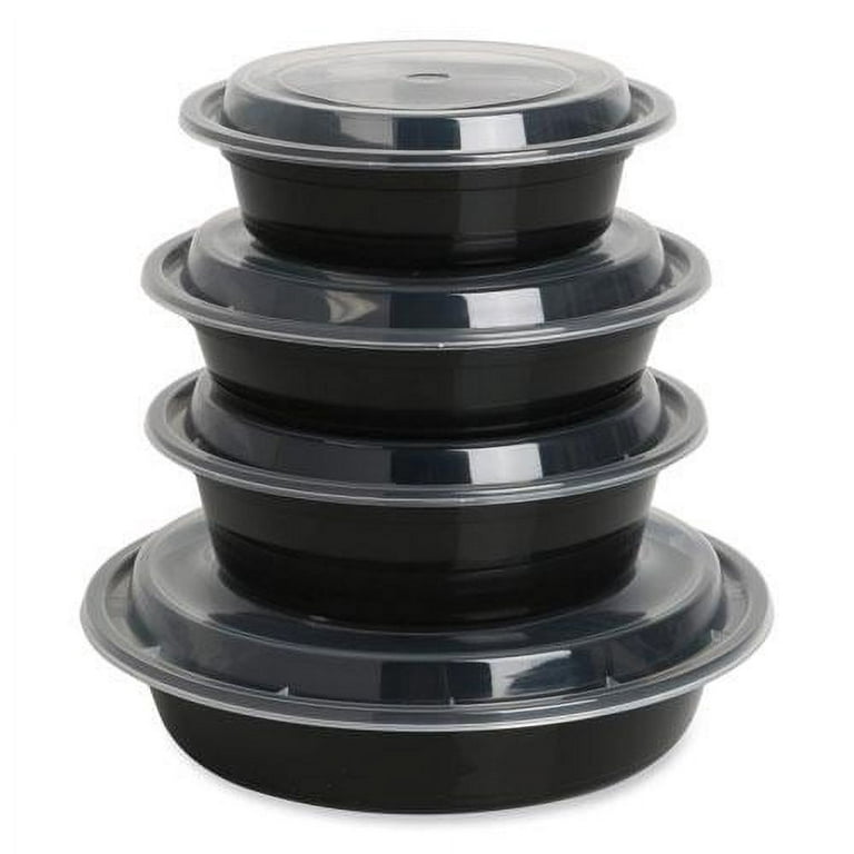 SafePro 48 oz. Black Round Microwavable Container with Clear Lid,  Lunch Bento Box, (Case of 25): Home & Kitchen