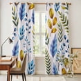 thumbnail image 3 of Watercolor Botanical Kitchen Curtains Window Panels, Blue Yellow Leaves Floral Plants Spring Insulated Window Treatment Curtain, Grommet Curtains for Bedroom/Living Room/Bathroom, 2 Piece 42"Wx84"L, 3 of 8