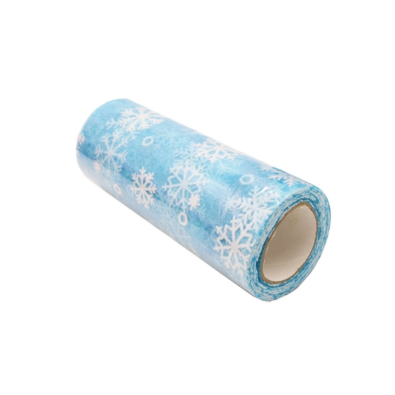 FRCOLOR 15cm 10Yards Christmas Snowflake Tulle Roll Glittering Organza  Gauze Snowflake Ribbon for Christmas Decoration Gift Wrapping Party  Decoration (Ice Blue) 