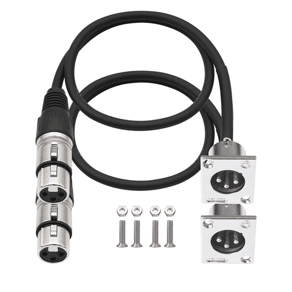 2 Pack D Type XLR Cable , Pass Through Connector, Male to Female for Premium Stage Box pwm25
