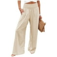 thumbnail image 2 of ADSSDQ Women's Wide Leg Palazzo Lounge Pants with Pockets Light Weight Loose Comfy Casual Pajama Pants 2024 Khaki XL, 2 of 7
