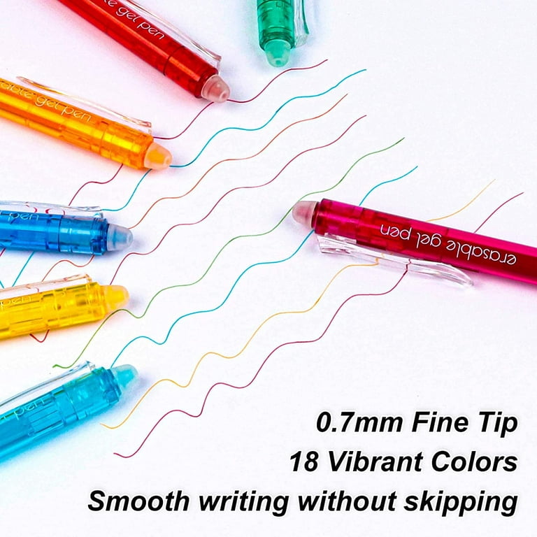Erasable Gel Pens, 22 Colors Lineon Retractable Erasable Pens Clicker, Fine  Point, Make Mistakes Disappear, Assorted Color Inks for Drawing Writing