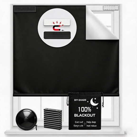 1 Pcs Portable Blackout Curtain, 57" x 118" DIY Cuttable Temporary Shade, 100% Blackout Fabric No Drill Window Cover for Travel RV Nursery