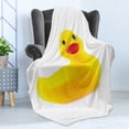thumbnail image 4 of Rubber Duck Soft Flannel Fleece Blanket, Yellow Squeak Ducky Toy Fun Bubble Bath Animal Kids Room Duckling Print, Cozy Plush for Indoor and Outdoor Use, 50" x 60", White and Yellow, by Ambesonne, 4 of 5