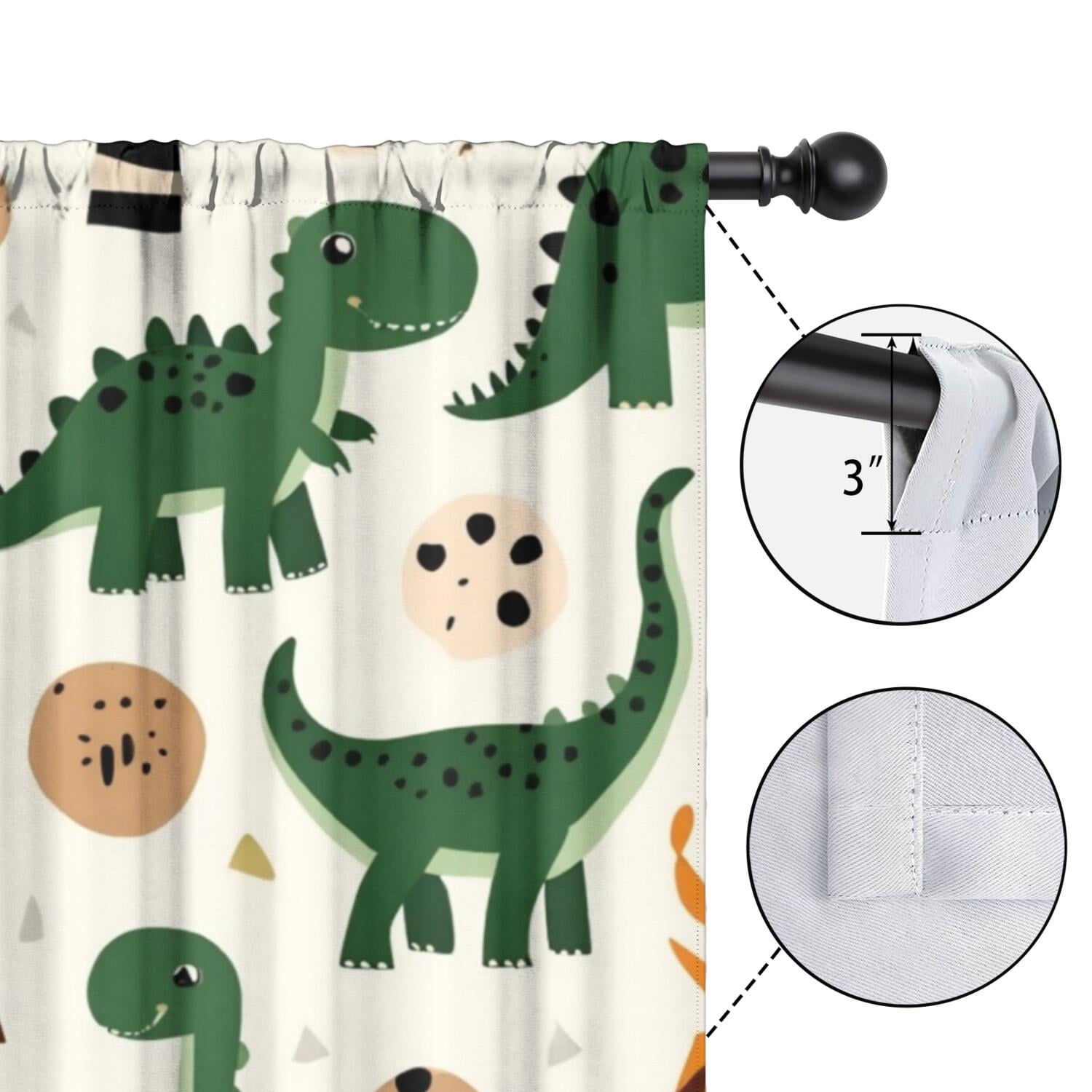 Blackout Kids Curtains,Cute Dinosaur Pattern Childrens Insulated Curtains Set Of 2,Bedroom Essentials,Toddler Room Decor 52x84in(132x213cm)