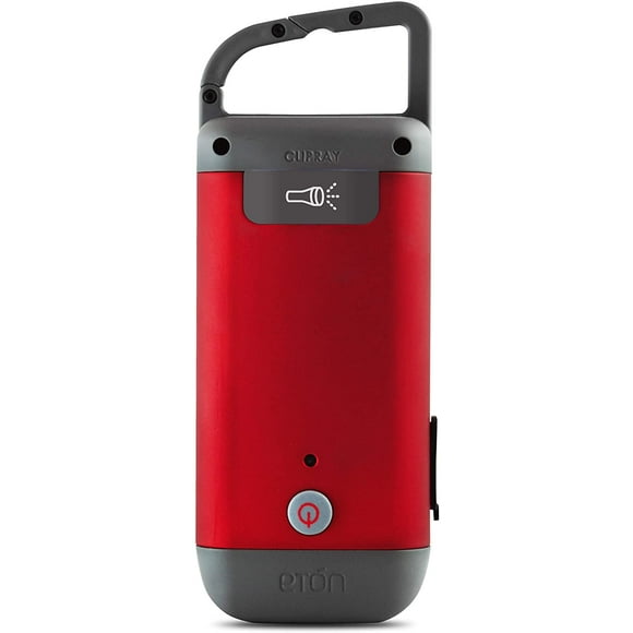 ETON Clipray Crank-Powered, Emergency Clip-On Flashlight & Smartphone Charger, Red