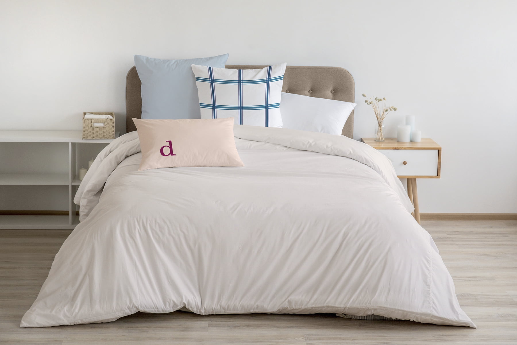 Simply Daisy 14" x 20" Modern Monogram Decorative Throw Pillow, Dusty Rose