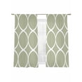 thumbnail image 2 of Sage Green Abstract Semi Sheer Curtains 63 Inch Length 2 Panels Set, Modern White Geometric Twisted Art Sheer Kitchen Curtain Privacy Voile Window Curtain for Living Room Bedroom Rod Pocket Drapes, 2 of 7