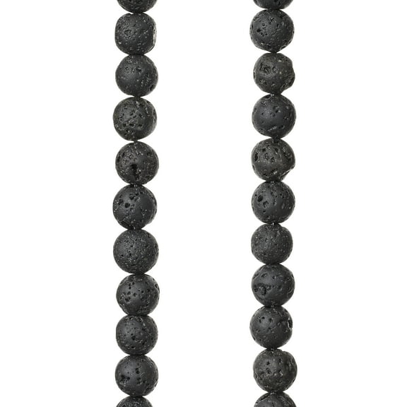 12 Pack: Black Lava Round Beads - 6mm by Bead Landing