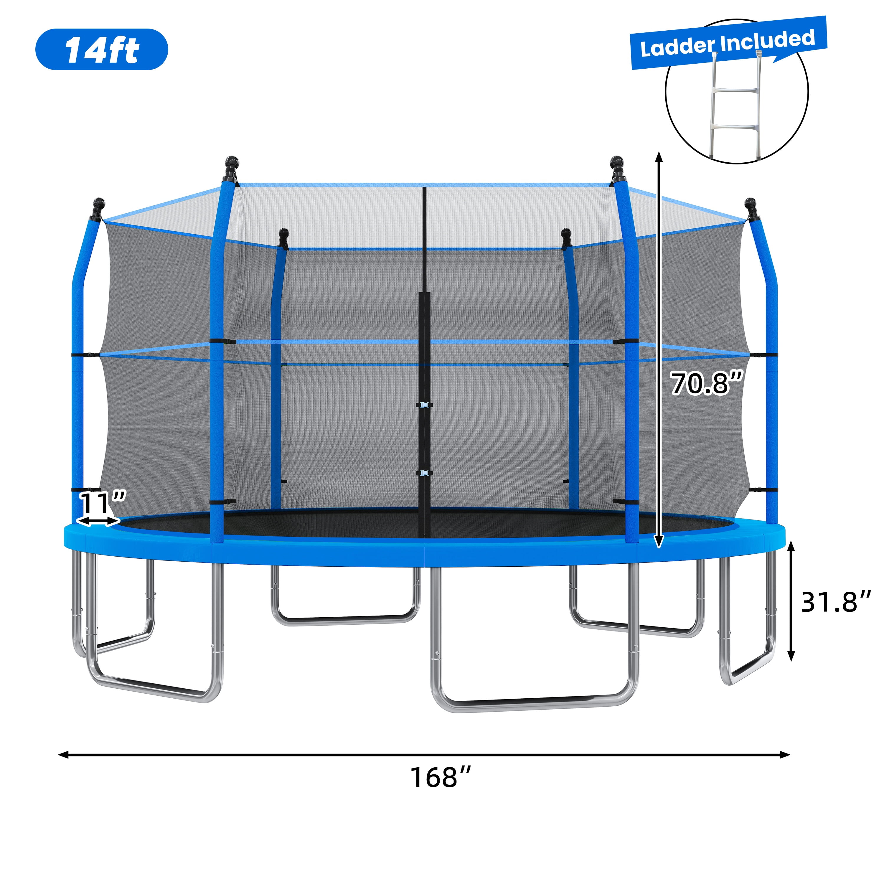 14FT Trampoline with Net, SHINPT Large Trampoline with basketball Hoop, Outdoor Trampoline for Kids and Adults, Heavy Duty Trampoline with Ladder for Backyard, Big Trampoline for Best Gift for Kids
