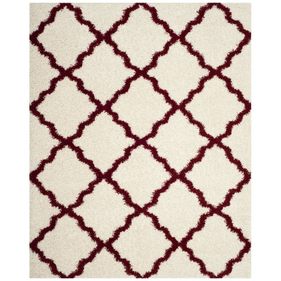 SAFAVIEH Dallas Logan Geometric Shag Area Rug, Ivory/Red, 8' x 10'