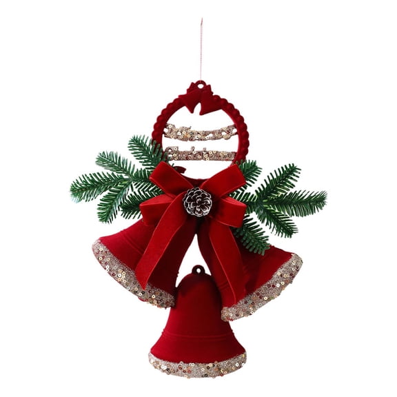 Tepsmf Christmas Flocked Jingle Bell Pendant Hanging Ornament for Tree Home Holiday Party Decoration