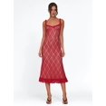 thumbnail image 5 of Women Lace Bodycon Midi Dress Mesh Sleeveless Camisole Dresses Red S, 5 of 10
