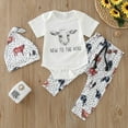 thumbnail image 2 of Infant Boys Girls Short Sleeve Romper Bodysuit Cartoon Cow Printed Pants Hat Outfits Trendy Infant Dailywear, 2 of 7