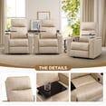 thumbnail image 6 of Bonzy Home Electric Power Recliner Chair Set of 3, Home Theater Seating with Swivel Tray Cup Holders USB Port & Hidden Storage, Reclining Chair Sofa Furniture for Movie Room, Beige, 6 of 8