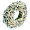thumbnail image 3 of Vickerman 30" Flocked Snow Ridge Artificial Christmas Wreath, Warm White LED Lights, 3 of 7