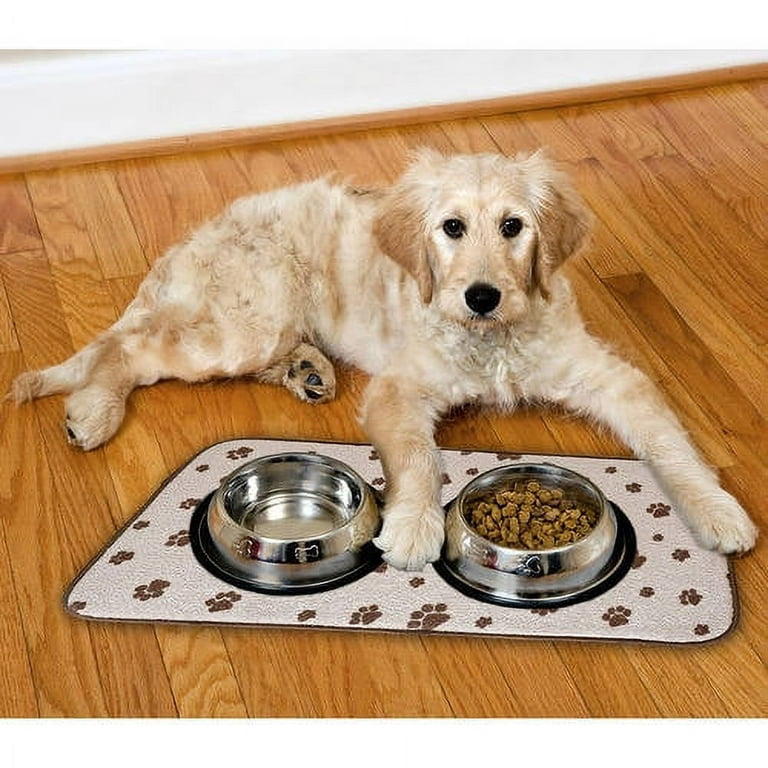 Kitchen Basics Microfiber Anti-Skid Pet Bowl Mat, Taupe 