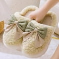 thumbnail image 4 of LIANGP Ladies Slippers Women Fuzzy Bow Slippers Winter Elegant Cozy Plush House Shoes With Faux Pelt Liner Gift For Women Women's Shoes Green Size 7, 4 of 8