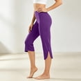 thumbnail image 2 of CFLVAEK Capri Leggings for Women Side Split High Waisted Yoga Pants Stretch Tummy Control Workout Running Capris Legging Purple XL, 2 of 8