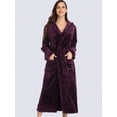 thumbnail image 4 of 1pc Simple Solid Color Women's Thickened Flannel Hooded Robe For Autumn/Winter Home Use, 4 of 4