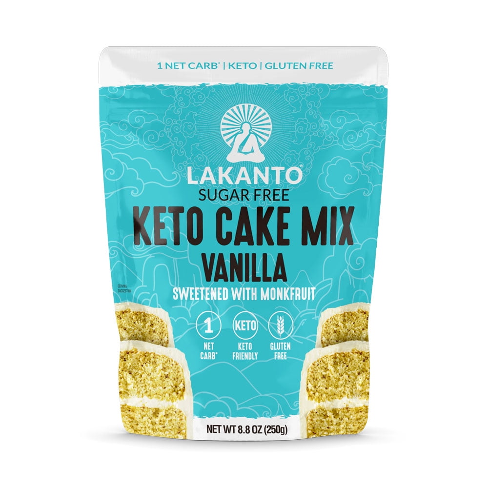 Lakanto Sugar Free Keto Cake Mix - Sweetened with Monk Fruit Sweetener, Gluten Free, 1 Net Carb, Keto Diet Friendly, Delicious - Vanilla