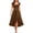 Brown, variant on Women's vintage medieval renaissance dress with a round collar, puff sleeves, fitted waist and irregular ruffled hem. Suitable for party, dance, cosplay and formal wear.