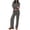 Dark Gray, variant on CHUMUD Two Piece Sets for Women Pants Set Summer Vacation Outfits Long Sleeve Button Tops Trousers Lounge Matching Sets Striped Fashion Clothes Casual Going Out