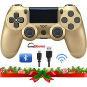 Wireless Bluetooth Controller for Playstation 4 with Dual Vibration Compatible with Windows PC & Android OS(Gold)
