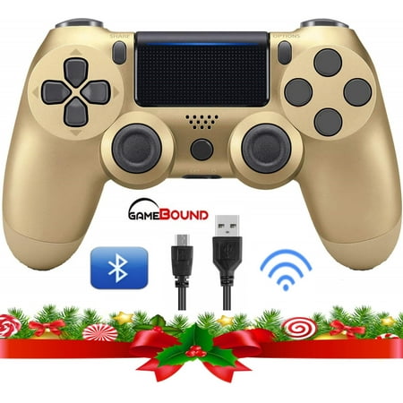 Wireless Bluetooth Controller for Playstation 4 with Dual Vibration Compatible with Windows PC & Android OS(Gold)