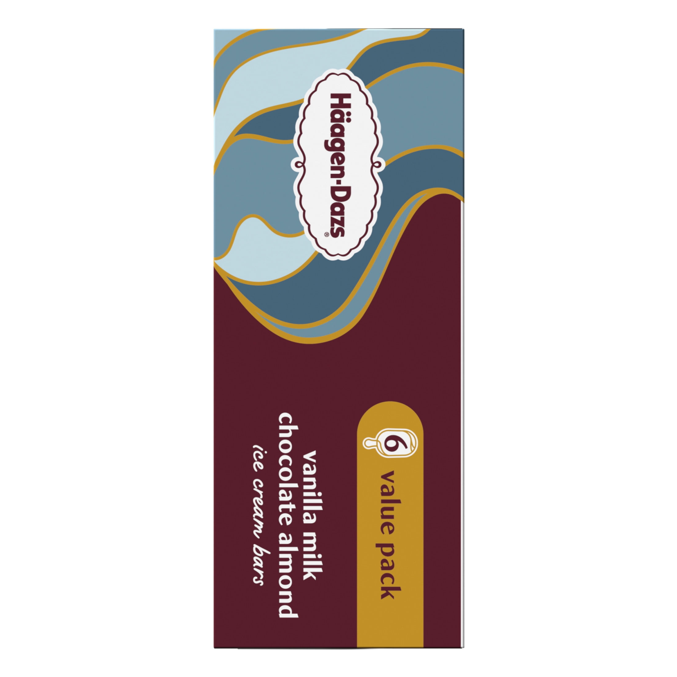 Haagen Dazs Vanilla Milk Chocolate Almond Ice Cream Bars, Gluten Free, Kosher, 6 Count