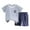A046-Navy, variant on Xudanell Boys Summer Clothes Size 8 Dinosaur Hoodie and Jogger Pants Set for Cool Evenings​ kids Casual Elastic Shorts 2Pcs Pajamas Set