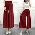 thumbnail image 5 of XPMWRP Women's High Waist Pleated Wide Leg Chiffon Pants Flowy Loose Fit Palazzo Trousers for Casual Summer Daily Wear Wine Free Size, 5 of 6