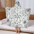 thumbnail image 5 of Gray Pioneer Flower Pattern Hooded Bath Towel，50"x30" for Ages 3 To 12 Kids, Quick Dry Lightweight Soft Microfiber Hood Beach Towel Cover Up for Kids, 5 of 7