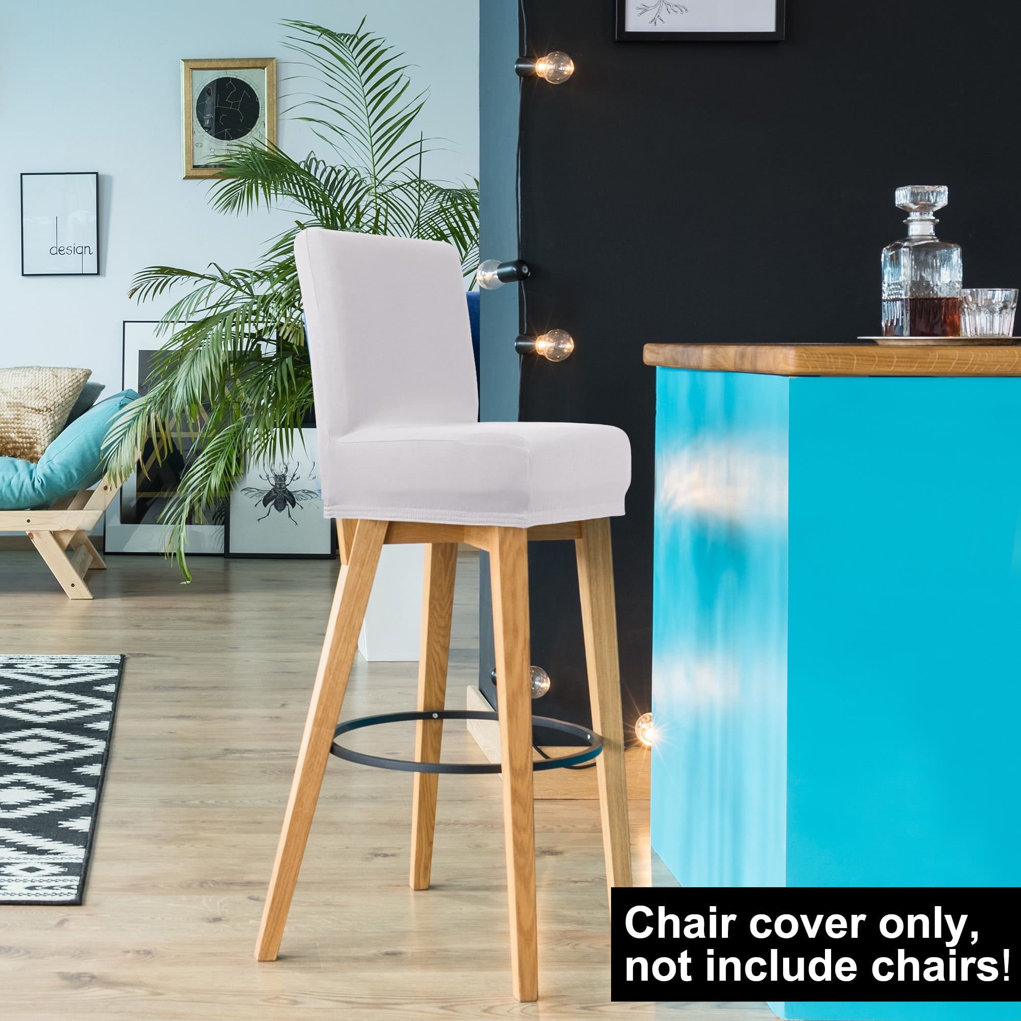 Unique Bargains Bar Stool Covers Counter Height Side Chair Slipcover Silver Grey 4 Pcs