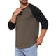 thumbnail image 5 of Camisetas de manga larga Raglan casual para hombres INSPIRE CHIC, estilo Henley, XL, color marrón y negro, 5 of 6