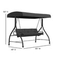thumbnail image 6 of Flash Furniture 3-Seat Outdoor Steel Converting Patio Swing Canopy Hammock with Cushions / Outdoor Swing Bed (Black), 6 of 9
