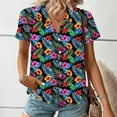 thumbnail image 5 of Cavosen Blouses for Women Short Sleeve Button Front Plus Size Collared Hawaiian Tropical Print Summer Shirts Pullover Beach Tops Loose Fit Resort Vacation Tees Going out 4XL, 5 of 7