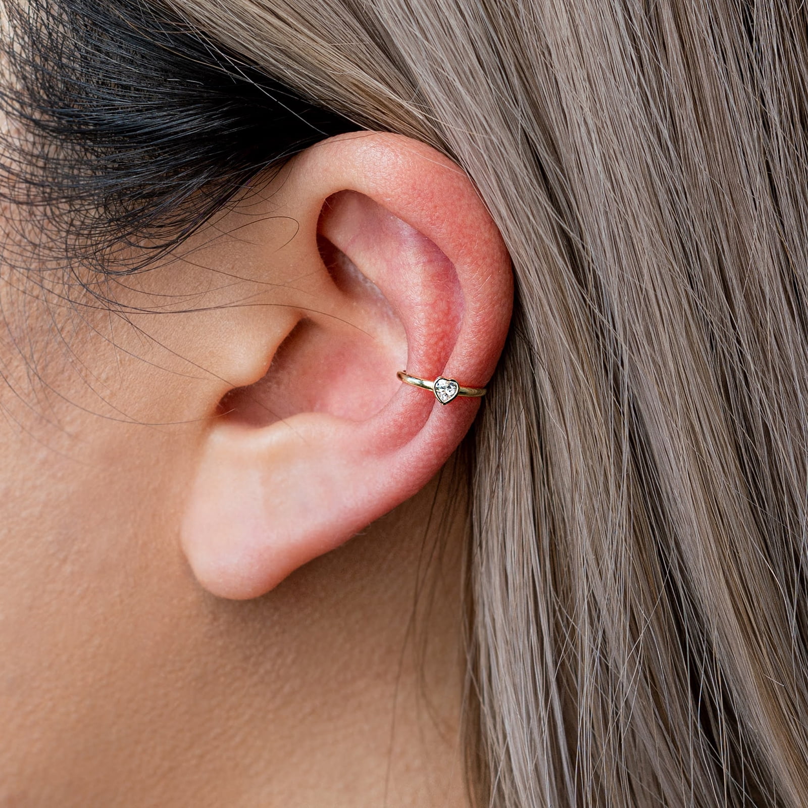 Graduated Line CZ Minimalist Tragus Ear Piercing Stud Real 14k Solid Gold 