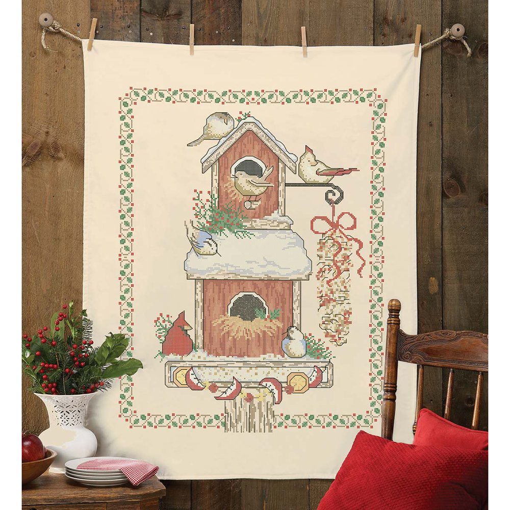 Herrschners® Winter Wildlife Lap Quilt Top Stamped CrossStitch Kit