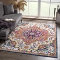 thumbnail image 2 of BoutiqueRugs Simsbury Oriental Medallion Area Rug - Farmhouse Traditional Floral Carpet for Living Room - Navy, Fuchsia, Gray - 2' x 2'11", 2 of 10