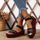 thumbnail image 1 of Sandalias náuticas con plataforma para mujer, zapatos de piel sintética con correa elástica en el tobillo y puntera abierta, cómodas sandalias sin cordones, 1 of 4