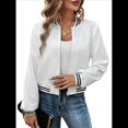 thumbnail image 1 of Chaquetas de Larga para Mujer, Tops, Chaqueta con Cremallera y Ribete de Rayas S, 1 of 9