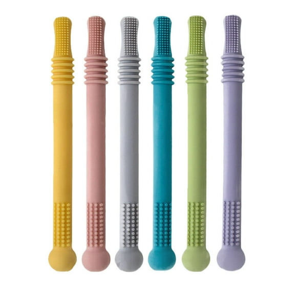 EeaseMX 6 piezas de juguetes de pajita para la dentición de bebés, pajitas para la dentición de recién nacidos, palitos molares huecos